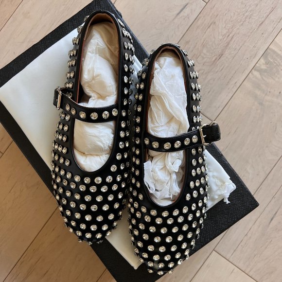 Alaia Shoes - Rhinestone studded ballet flats